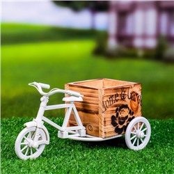 Фигурное кашпо для цветов «Велосипед Home & Garden», 20.5×12×10.5 см, дерево, пластик, белое