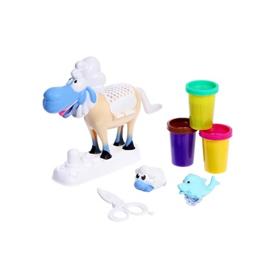 Набор для игры с мягким пластилином «Зверятки», 3 баночки с массой для лепки, 5 предметов