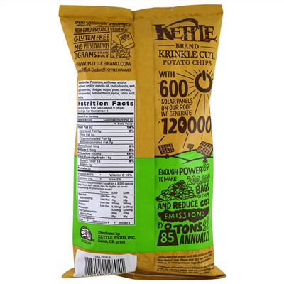 Kettle Foods, Картофельные чипсы из обжаренного картофеля с укропом, 5 унций (142 г)
