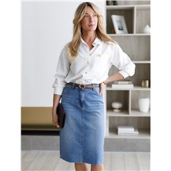 Джинсовая юбка с декоративной стиркой из эластичного денима средней плотности