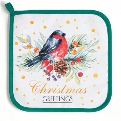Прихватка «Сhristmas greetings», 19×19 см, МИКС, саржа,100% х/л, ватин 250 г/м²
