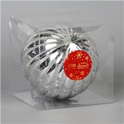 Ёлочная игрушка «Винтаж», шар новогодний, d=11.5 см, полосы, серебристый