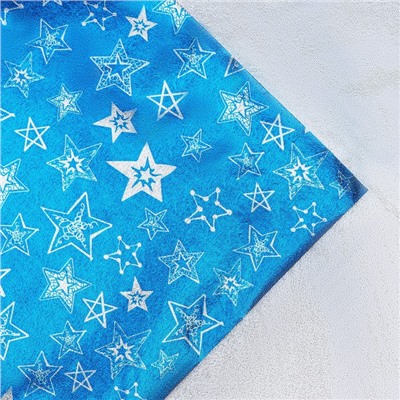 Плёнка упаковочная новогодняя фольгированная «Звездочки», 70×50 см, синий