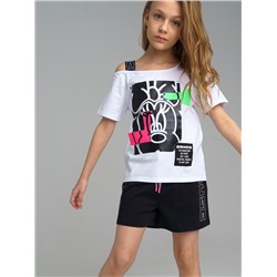 Комплект трикотажный для девочек: фуфайка (футболка), шорты