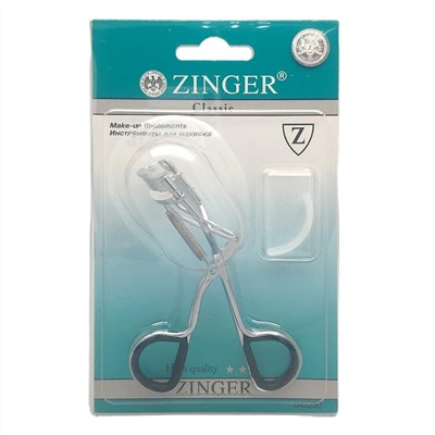 Zinger Зажим для ресниц металлический с резиновыми ручками / Classic EYE-111, серебристый 7068