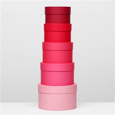 Набор круглых подарочных коробок 5 в 1 «Пантон 200», однотонный, 23×23×14 - 15×15×10 см