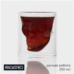 Стакан Magistro «Череп», 250 мл, 9×10 см, с двойными стенками, стекло, прозрачный