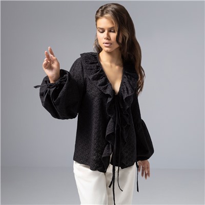 Блуза из хлопка, Пленительная грация (черная)