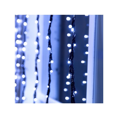 Гирлянда «Водопад» 2×1.5 м, IP44, УМС, прозрачная нить, 400 LED, свечение белое, 8 режимов, 220 В
