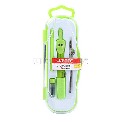 Готовальня (5 предметов) цветной корпус, ассорти 3 цвета