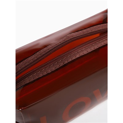 Косметичка на молнии для бассейна, с ручкой, с принтом Love, прозрачный/коричневый