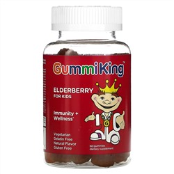 GummiKing, Elderberry For Kids, Immunity + Wellness, Raspberry Flavor, 60 Gummies