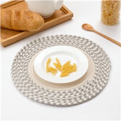 Салфетка декоративная «Доляна», бежево-серая, 35×35 см, 100% хлопок