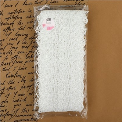 Кружево гипюровое, 105 мм, 6.8±0.5 м, цвет белый