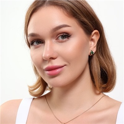 Комплект ювелирная бижутерия коллекция  "Дубай" серьги и кулон, покрытие: позолота, вставка: фианиты, цвет: зеленый, арт.215.426