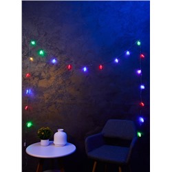 Гирлянда «Нить» 5 м с насадками «Снежинки», IP20, прозрачная нить, 20 LED, свечение мульти (RG/RB), мигание, 220 В