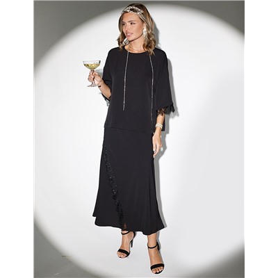 Блузка свободная из креп-шифона с кружевом