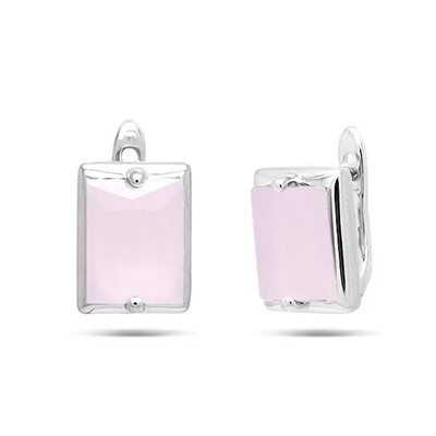 Серьги из серебра розовый кварц, МЦВ018