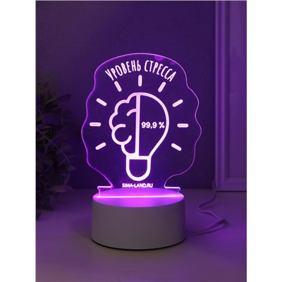 Светильник 3D RISALUX «Уровень стресса 99.9%», LED-ночник, RGB, от сети, 9.5×12.8×14.9 см