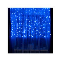 Гирлянда «Занавес» 2×1.5 м, IP20, прозрачная нить, 360 LED, свечение синее, 8 режимов, 220 В