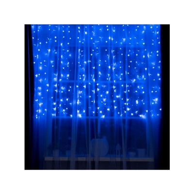 Гирлянда «Занавес» 2×1.5 м, IP20, прозрачная нить, 360 LED, свечение синее, 8 режимов, 220 В