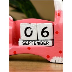 Календарь настольный «Кошка», 13×4×10 см, дерево, розовый