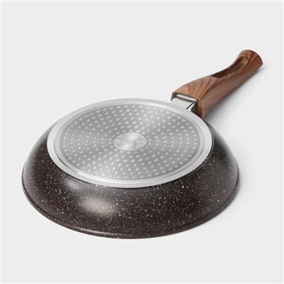Сковорода Magistro Granit, d=24 см, съёмная ручка soft-touch, антипригарное покрытие, индукция, кованый алюминий, чёрная