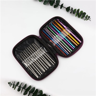 Набор крючков для вязания, d=0.6-6.5 мм, 12.5/15 см, 22 шт., МИКС