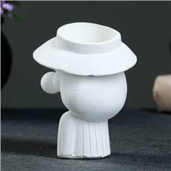 Фигурное кашпо для цветов «Девочка со жвачкой», 50 мл, 11×9×9 см, гипс, белое