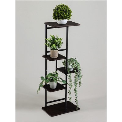 Подставка для цветов Greengo, 5 полок, 36×23×94 см, напольная, каркас металл, полки МДФ, чёрная