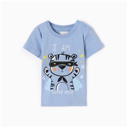 Футболка для мальчика, цвет голубой, рост 74 см