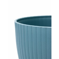 Горшок для цветов Ribbed, 15×15×13 см, 1.2 л, пластиковый, с поддоном, серо-голубой