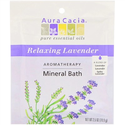 Aura Cacia, Aromatherapy Mineral Bath, расслабляющая лаванда, 70,9 г (2,5 унций)