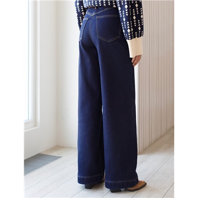 Джинсы-трубы из эластичного денима на флисе