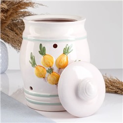 Банка для хранения лука Кунгурская керамика «Глазурь», 4 л, с отверстиями для вентиляции, белая