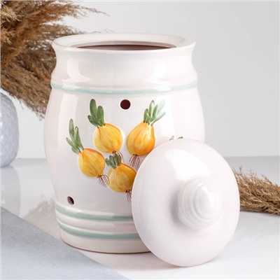 Банка для хранения лука Кунгурская керамика «Глазурь», 4 л, с отверстиями для вентиляции, белая