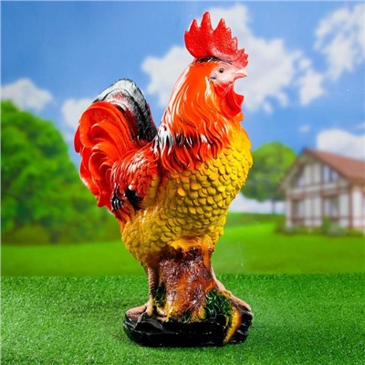 Садовая фигура из гипса «Петух» красный, 43×18×55 см