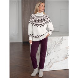 Свитер фактурной вязки из хлопка с акрилом