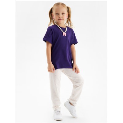 Футболка для девочки однотонная ATA kids, фиолетовая, рост 110 см