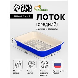 Туалет средний с сеткой 36×26×6.5 см, тёмно-синий/бежевый