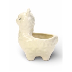 Декоративный горшок для цветов «Лама Лёля», керамический, 200 мл, 15×8×12 см, с поддоном, белый, Greengo