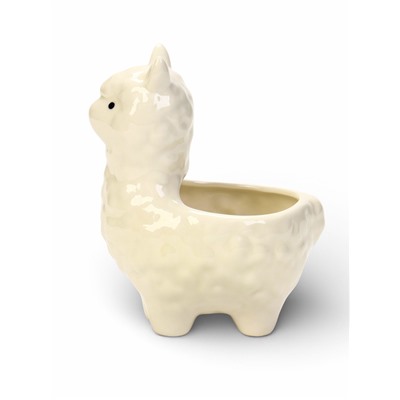 Декоративный горшок для цветов «Лама Лёля», керамический, 200 мл, 15×8×12 см, с поддоном, белый, Greengo