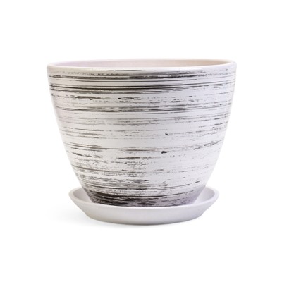 Горшок для цветов «День », 8 л, d=30 см, h=23 см, с поддоном, керамика, белый