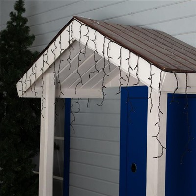 Гирлянда «Бахрома» 3×0.6 м, IP44, УМС, тёмная нить, 160 LED, свечение жёлтое, 220 В