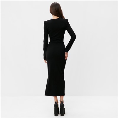 Платье с разрезами на талии миди женское MIST, размер 46, чёрное