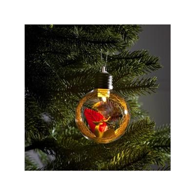 Ёлочный шар «Олень», d=8 см, 1 LED, от батареек, свечение тёплое белое