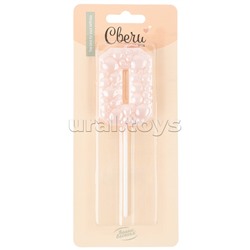 Свеча Цифра, 0 Воздушный жемчуг, на шпажке, Нежно-розовый, Перламутр, 6 см, 1 шт. с держат.