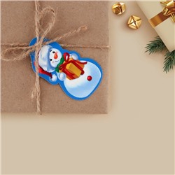 Шильдик новогодний декоративный на подарок «Снеговик», 4×7 см