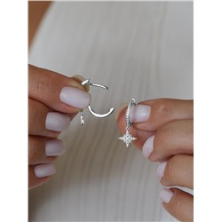 Серьги из серебра с фианитами родированные 925 пробы 11-1154