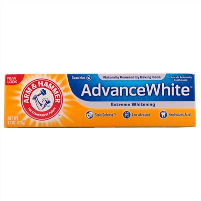 Arm & Hammer, Advance White, высокоэффективная отбеливающая зубная паста, чистый аромат мяты, 4,3 унции (121 г)